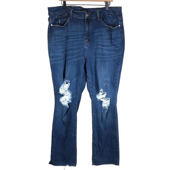 Judy Blue Distressed Straight Fit Jeans Stretch Plus Size 22 JB82362 - Picture 1 of 9